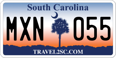 SC license plate MXN055