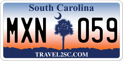 SC license plate MXN059