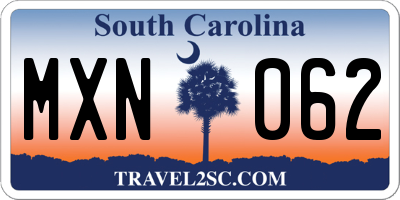 SC license plate MXN062