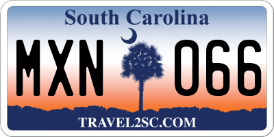 SC license plate MXN066