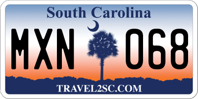 SC license plate MXN068