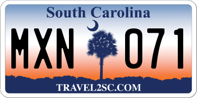SC license plate MXN071