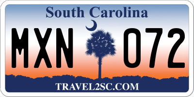 SC license plate MXN072
