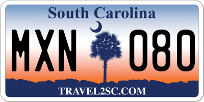 SC license plate MXN080