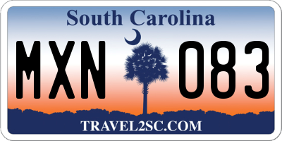 SC license plate MXN083