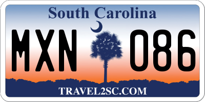 SC license plate MXN086