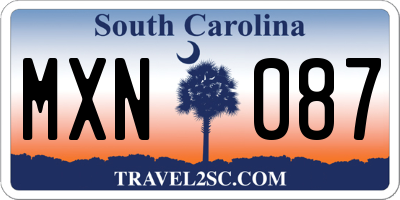 SC license plate MXN087