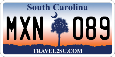 SC license plate MXN089