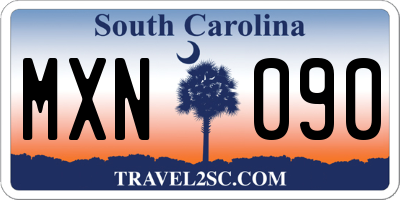 SC license plate MXN090