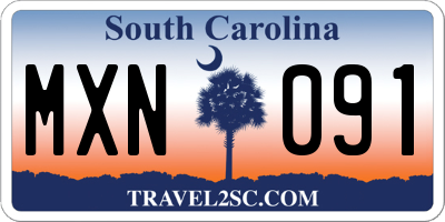SC license plate MXN091
