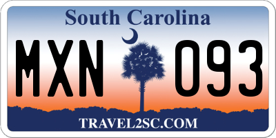 SC license plate MXN093