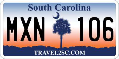 SC license plate MXN106