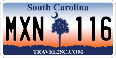 SC license plate MXN116