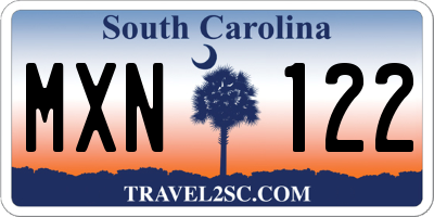 SC license plate MXN122