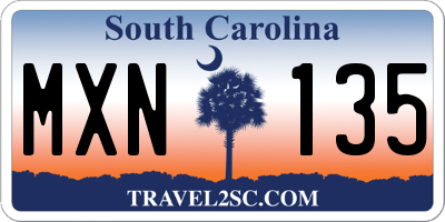 SC license plate MXN135