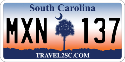 SC license plate MXN137