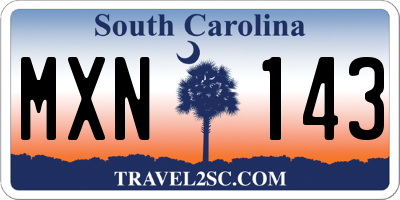 SC license plate MXN143