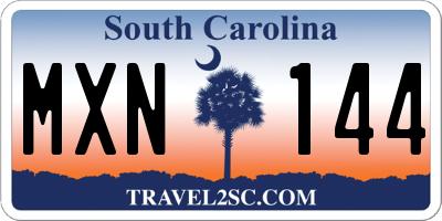 SC license plate MXN144