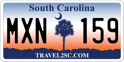SC license plate MXN159