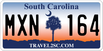 SC license plate MXN164