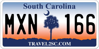 SC license plate MXN166