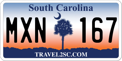 SC license plate MXN167