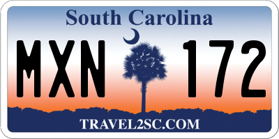 SC license plate MXN172