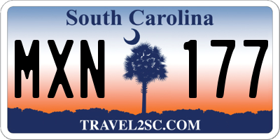 SC license plate MXN177