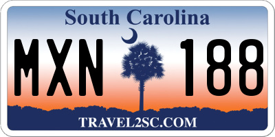SC license plate MXN188
