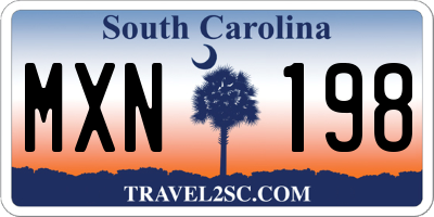 SC license plate MXN198
