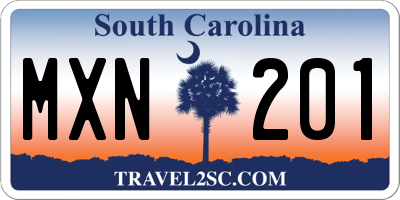 SC license plate MXN201