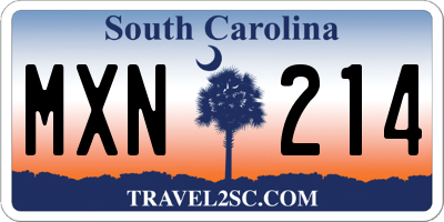 SC license plate MXN214