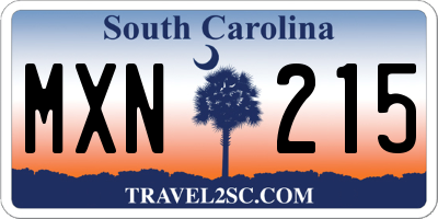 SC license plate MXN215