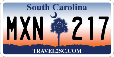 SC license plate MXN217