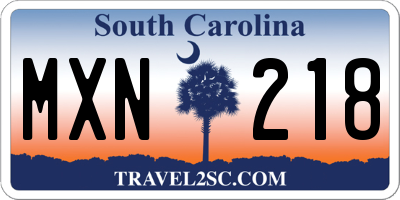 SC license plate MXN218