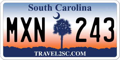 SC license plate MXN243