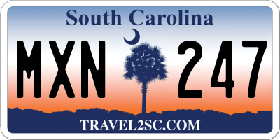 SC license plate MXN247