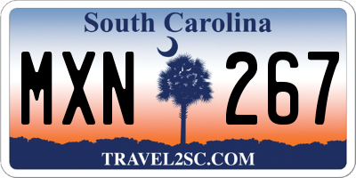 SC license plate MXN267