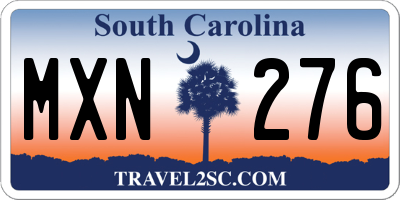SC license plate MXN276