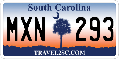 SC license plate MXN293