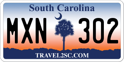 SC license plate MXN302