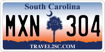 SC license plate MXN304