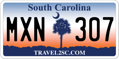 SC license plate MXN307
