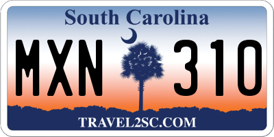 SC license plate MXN310