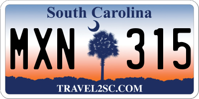 SC license plate MXN315