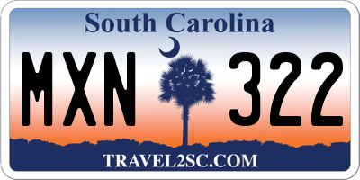 SC license plate MXN322