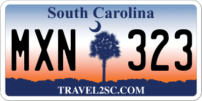 SC license plate MXN323