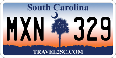 SC license plate MXN329