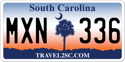 SC license plate MXN336