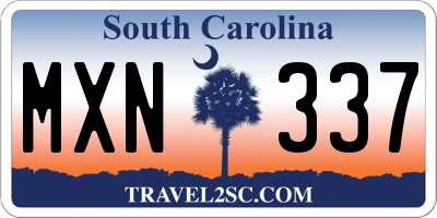 SC license plate MXN337